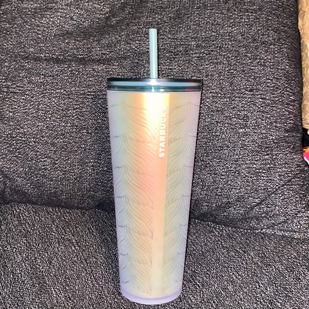 Multi colored mermaid tail Starbucks tumbler